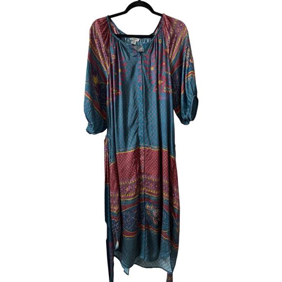 Sundance XL Boho Midi Maxi Dress Jewel Tone Modal Resort Wear Tie Waist NWT - Picture 4 of 7